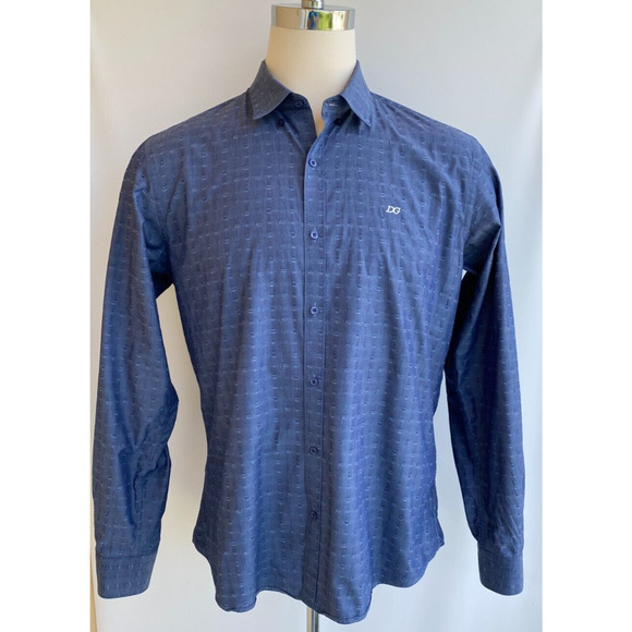 Dolce&Gabbana Monogram Vintage Men’s Blue Paisley Shirt, Size S - Picture 1 of 8